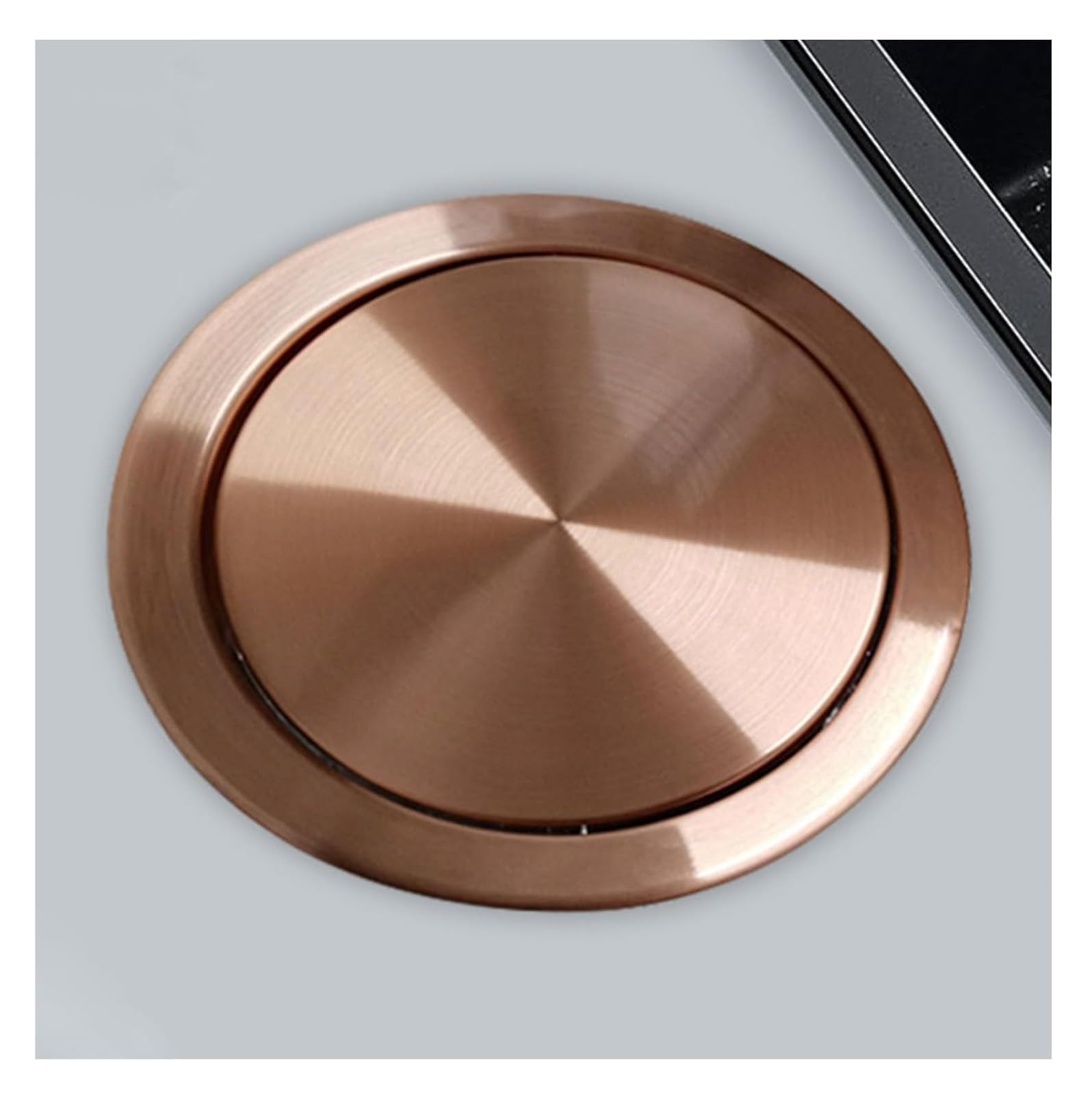 Built-in Countertop Trash Bin Lid， Trash Bin Lid Cover - Built-in Countertop Waste Chute, Stainless Steel Balance Flap(Rose Gold)