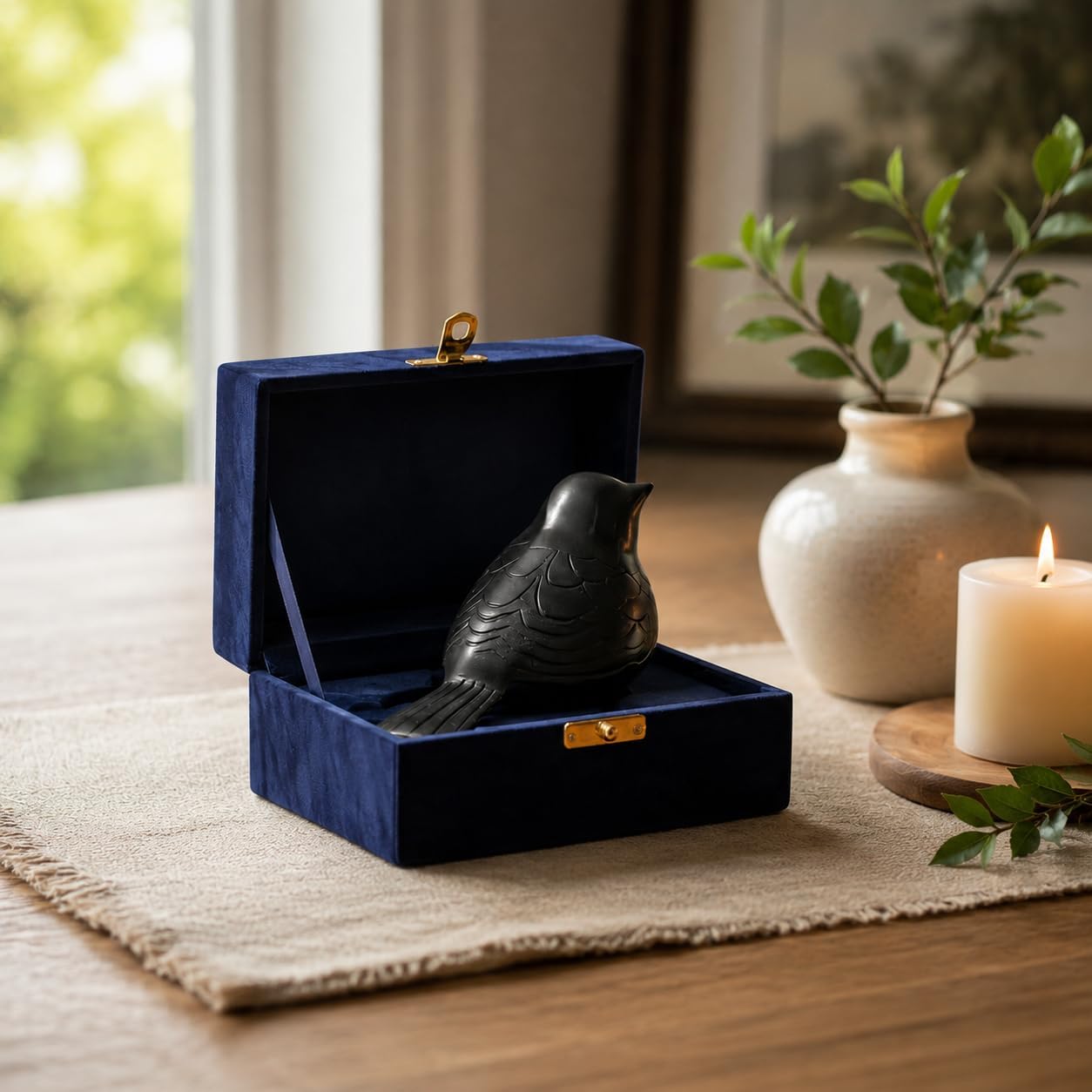 Bird Keepsake Urn for Human Ashes, Small Cremation Urn for Ashes, Decorative Memorial Bird Urn, Mini Funeral Urn for Adult Ashes, Sympathy Gift, Handcrafted Aluminum Keepsake
