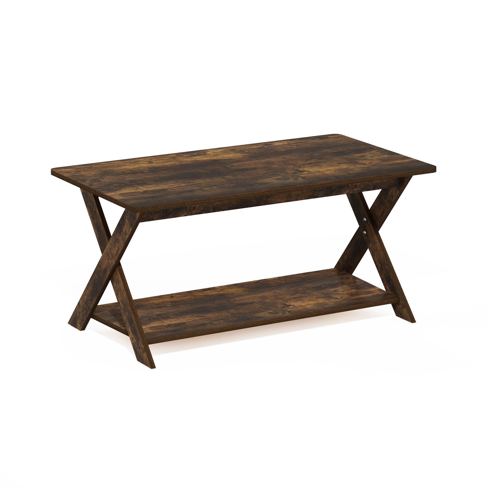 Furinno Modern Simplistic Criss-Crossed Coffee Table, Amber Pine