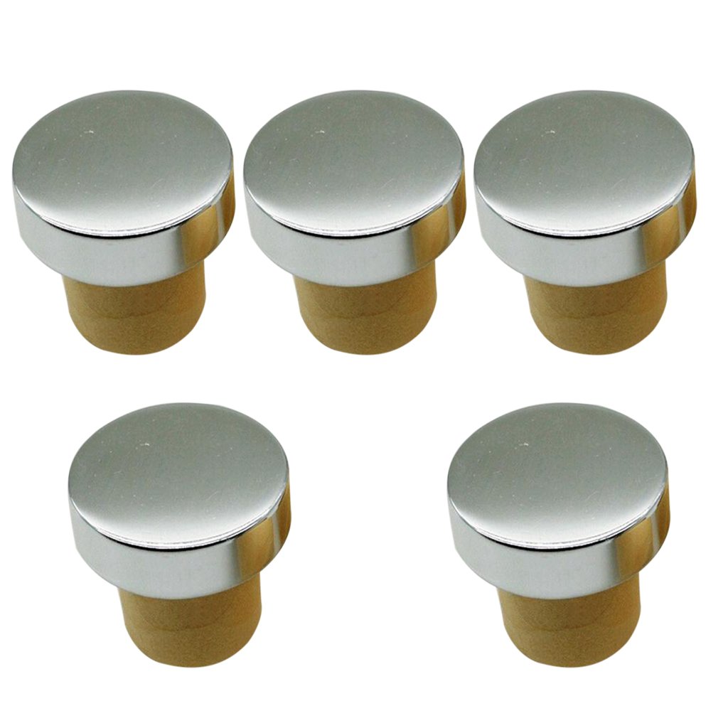 10 Set di 5 tappi per vino a forma di T in silicone tappo in sughero tappo per bottiglia argento