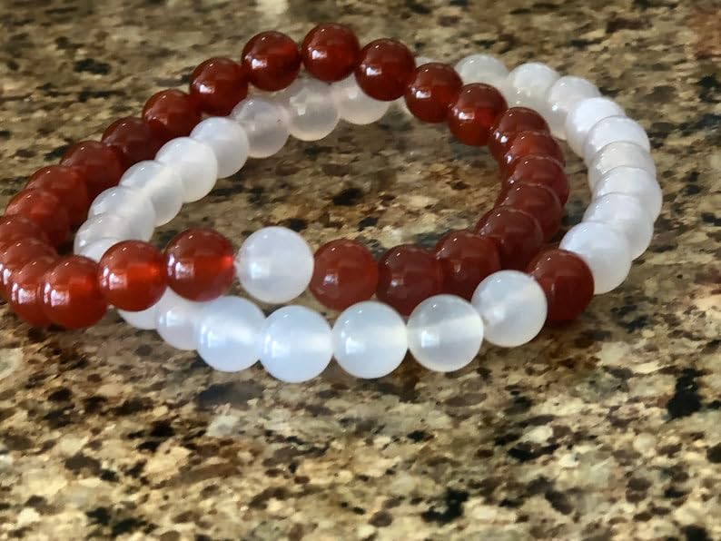 Bracelets couple agate cornaline 8mm FIZA_CPL_109 pour le quotidien