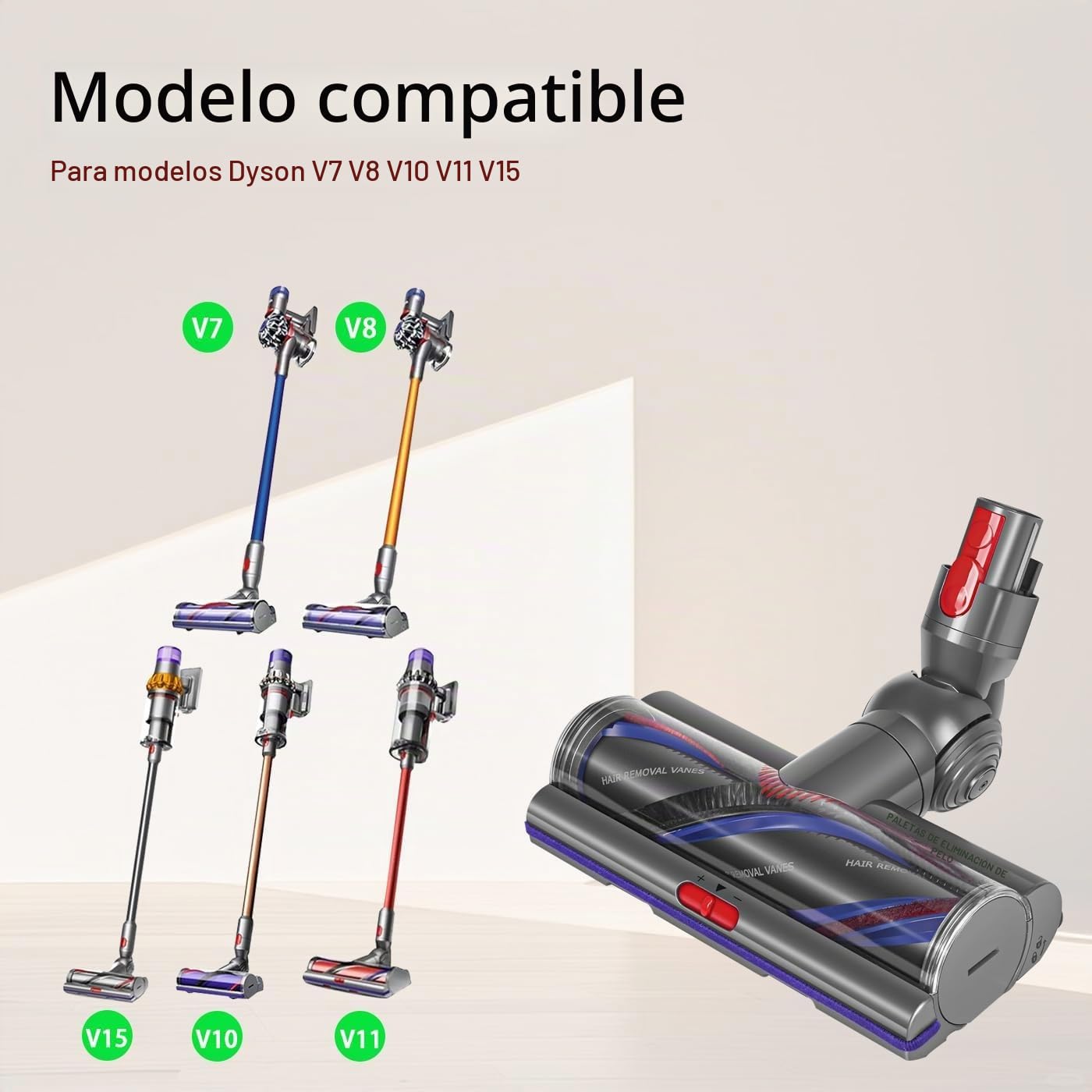 Cepillo High Torque para Dyson V7 V8 V10 V11 V15 Aspiradora, Cepillo de Cabezal Limpiador de Cabezal de turbina para Dyson V10 V7 V8 V11 V15, Cepillo para Moquetas y Suelos Duros