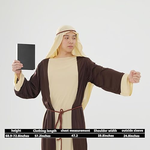 Miniatura 2 de Disfraz de Jesús para hombres adultos - disfraz de jesús, con abrigo blanco y bufanda roja (San José)