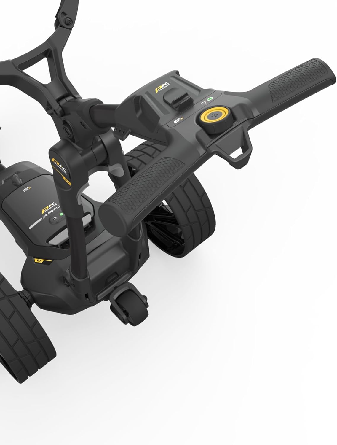 Close-up of PowaKaddy RX Remote Electric Golf Trolley handlebar