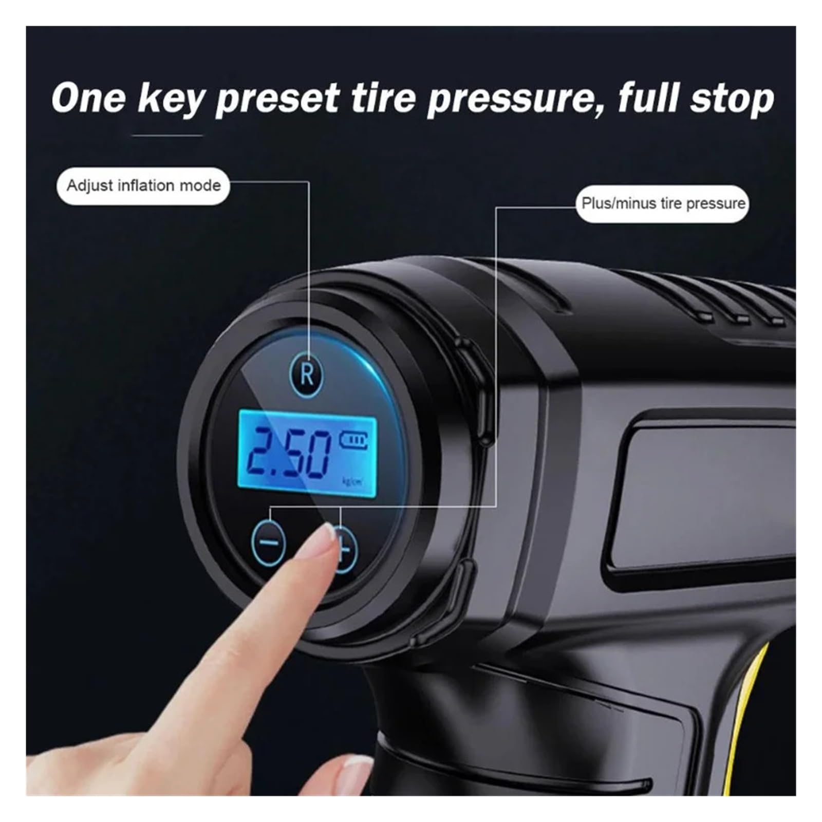 120W Ręczna Sprężarka Powietrza Bezprzewodowa/przewodowa Pompka Nadmuchiwana Przenośna Inflator Do Opon Cyfrowa Samochodowych Piłek Rowerowych Natychmiastowa Inflacja(C)