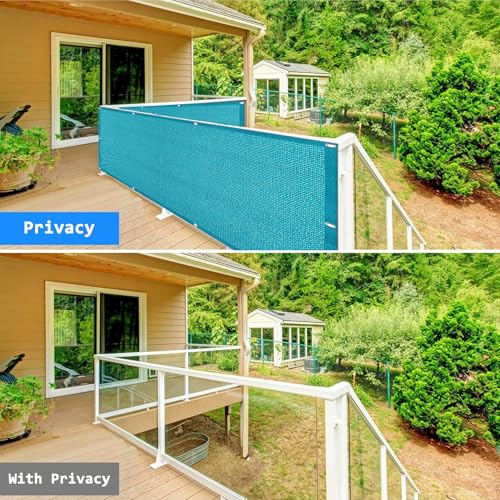 Cache vue balcon 2.2x6m bleu ciel avec fixations pour terrasse - 3