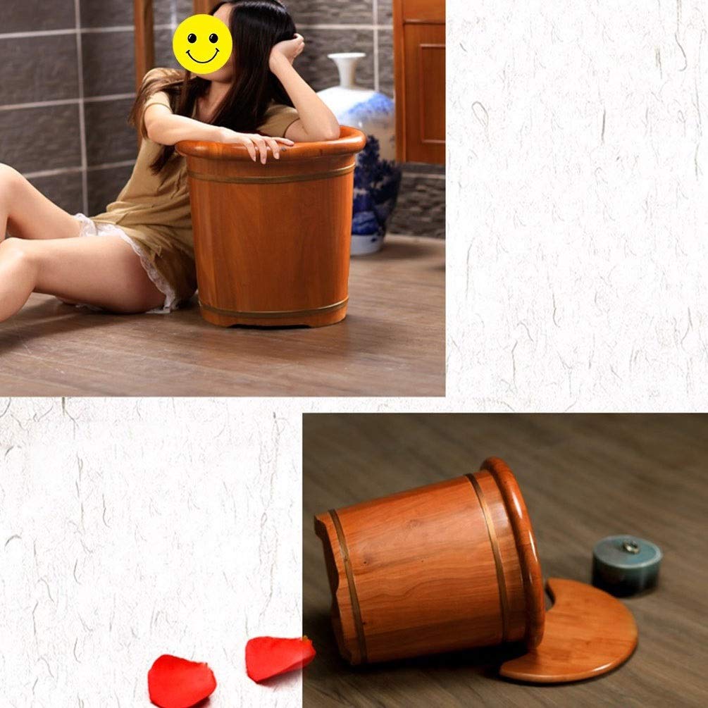 Secchio per pediluvio in legno Secchio in legno per pedicure, vasca idromassaggio per pediluvio con ruota e coperchio, vaschetta per pediluvio per ammollo piedi, secchio per immersione piedi con