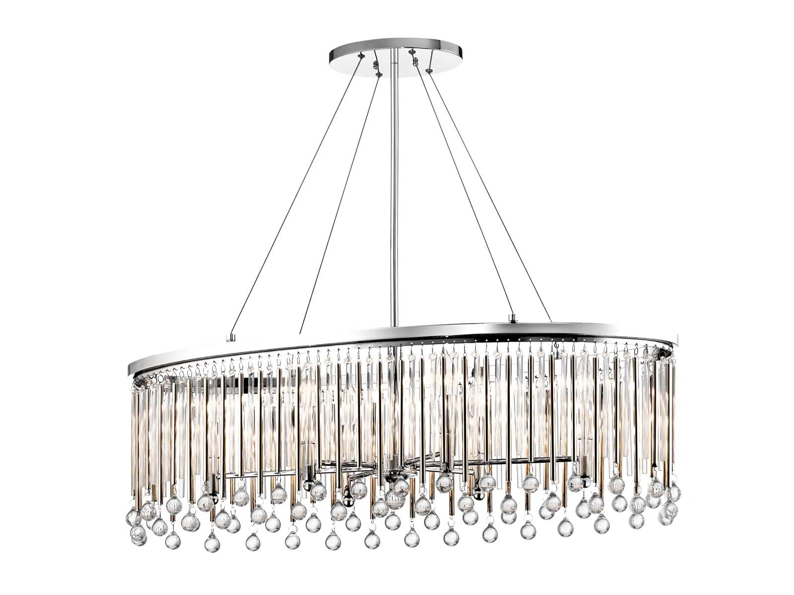 meineWunschleuchte Großer Kronleuchter 6-flammig mit filigranem Kristall Glas Chrom, 92cm Breit