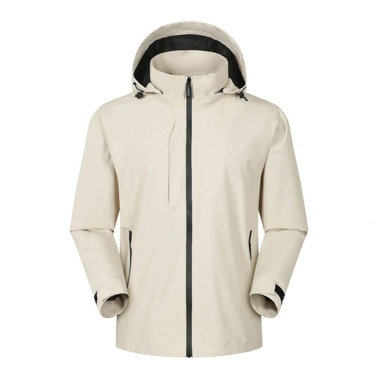 Chaqueta cortavientos ligera para mujer con para acampada al aire libre, viajes, abrigo de entretiempo estampado como protección contra la lluvia en excursiones en primavera (beige, XXXXXL)
