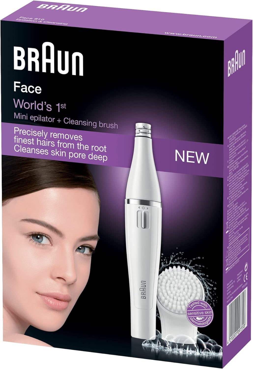Braun FaceSpa 810 - Sistema de Cepillo de Limpieza Y depilación Facial: Elimina El Vello Y Limpia La Piel del Rostro más 2 Pilas Adicionales, Blanco