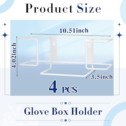 Miniatura 2 de 4 piezas de soporte para guantera, dispensador de guanteras de metal para montaje en pared, dispensador de guantes, soporte de caja de pañuelos