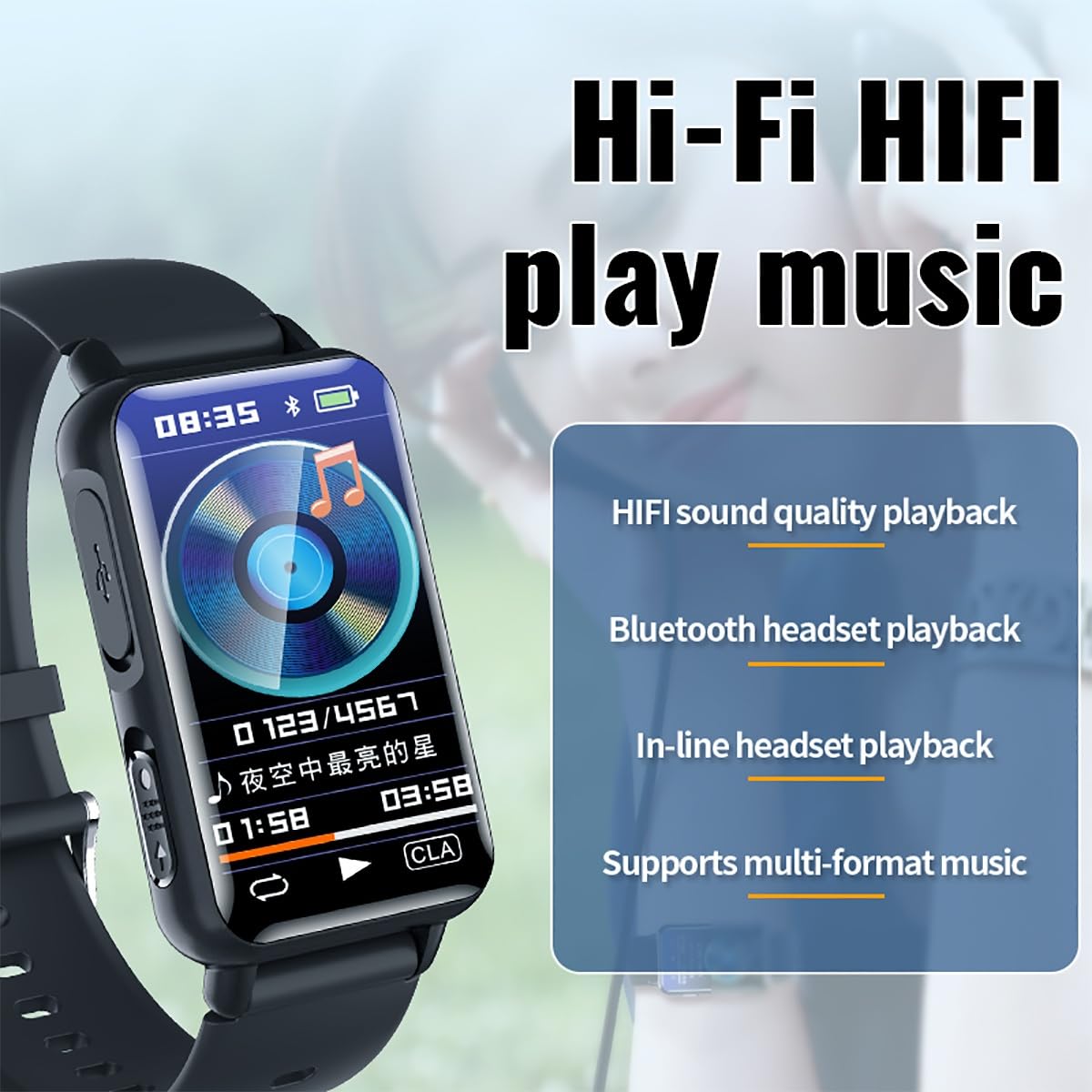 Digita Dyktafon Watch 32 GB, Bluetooth, przenośny dyktafon z funkcją odtwarzania i MP3, dyktafon z redukcją szumów, do nagrywania jednym dotknięciem, wykładów, spotkań, wywiadów, zajęć (rozmiar