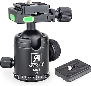 Tripod Ball Head, B36N Camera Tirpod Ball Head Mount, All Metal CNC Panorama Ballhead, 36MM Diameter Ball, 1/4" Screw 3/8" Hole for DSLR Camera Camcorder Tripod Monopod Slider Max Load 33lbs