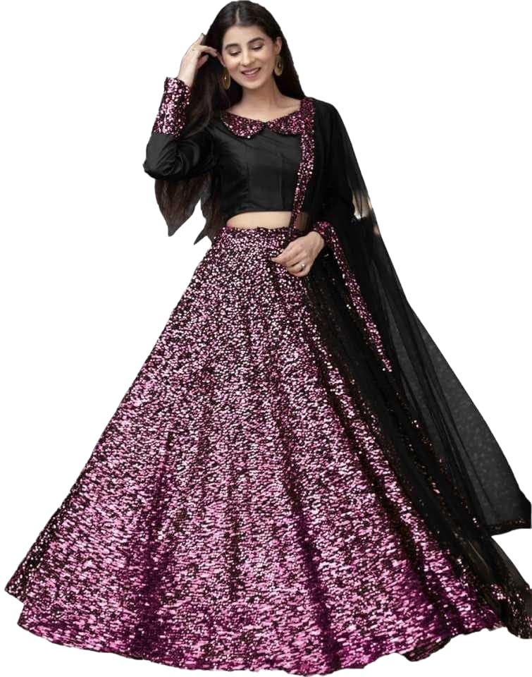 Women’s Embellished Sequence Velvet Ethnic wear Semi-stitched Lehenga Choli With Dupatta Set (N-55467_Pink) Women’s Embellished Sequence Velvet Ethnic wear Semi-stitched Lehenga Choli With Dupatta Set (N-55467_Pink)
