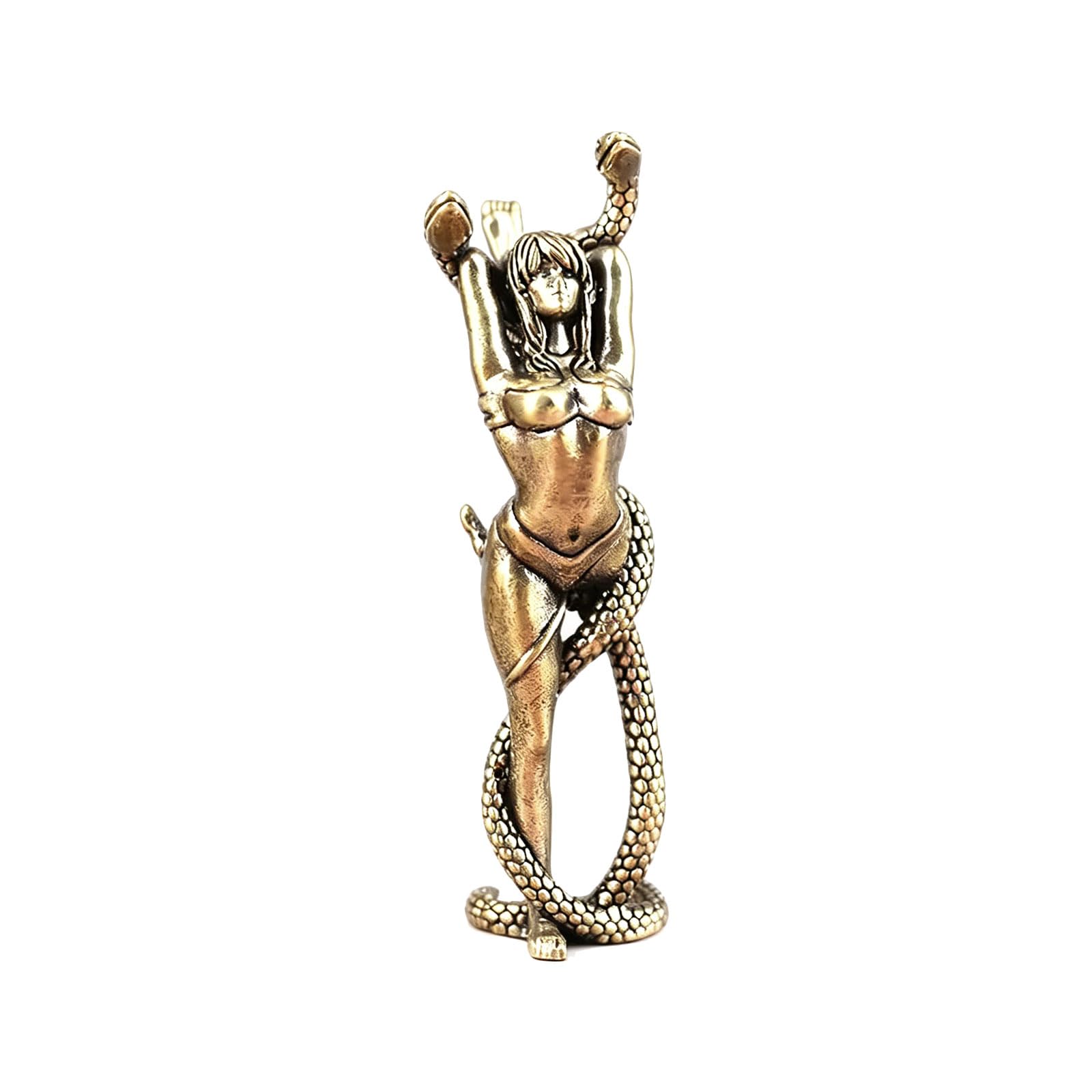alloneslife Brass Women and Snake Statues Medusa Gorgon Sculptures Collectibles Figurines Decorative Ornament for Offices Home Decors Brass Women and Snake Statues