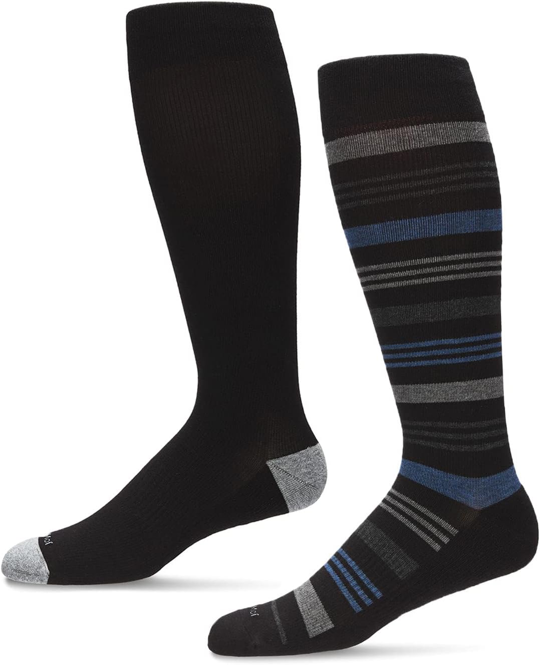MeMoi Wellfit Women's 2 Pair Pack Cotton Blend 15-20 mmHg Graduated Compression Socks