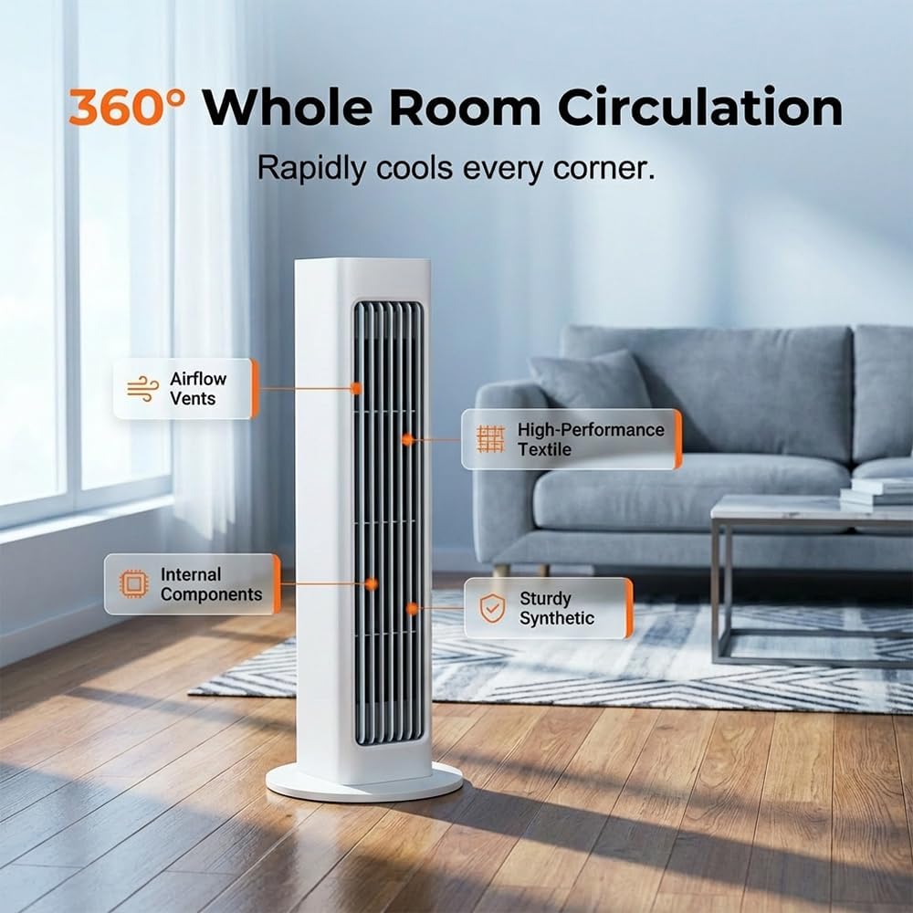 Portable Air Conditioner Cooling Fan Quiet with 3 Speeds, Cooling Fans that Blow Cold Air with Oscillation, New Standing Fans Air Cooler,Portable Adjustable Speed Fan for Bedroom, Office (BLUE)