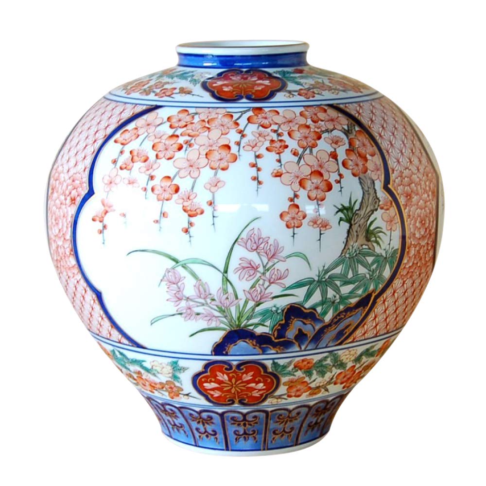Amazon.co.jp: 花瓶 有田焼 陶器 伝統工芸品 日本製 京香 胴径24cm×高