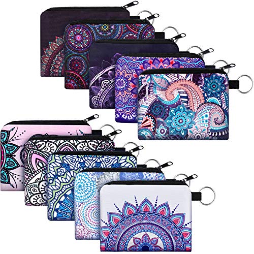 Porte-monnaie bohème fermeture éclair pochette fleurs exotiques cadeau femmes 4.52x3.74 Inch