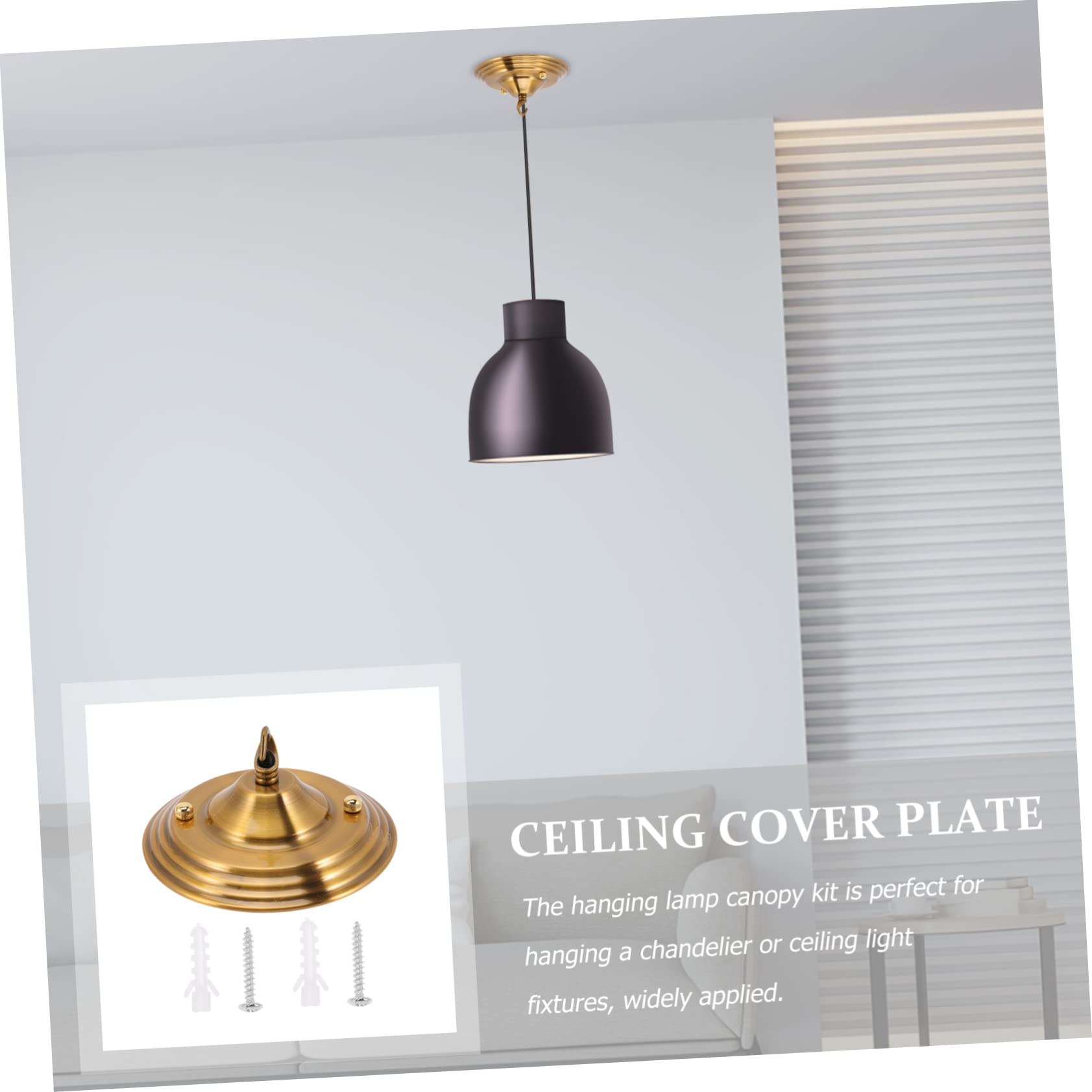 VICASKY Support de Fixation pour Lustre en Fer 140 Mm Ouverture Plaque de Recouvrement de Plafond Finition Bronze Doré Accessoire Suspendre pour Luminaire Intérieur Restaurants Salons