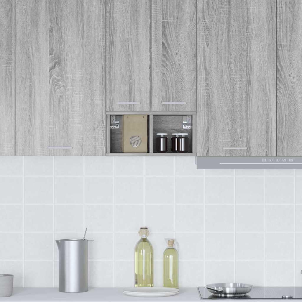 Hängeschrank Graues Sonoma Holzwerkstoff 20 x 29,5 x 40 cm mit viel Stauraum für Küche, moderner Wandschrank, ideal als Vorratsschrank, Organizer für Geschirr und Besteck