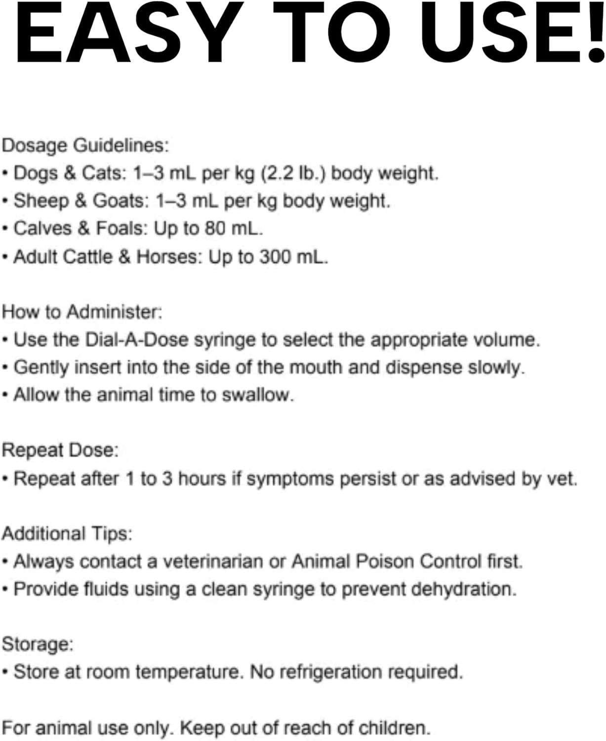 LBH MARKET Liqui-Char Vet Emergency Kit, Activated Charcoal Gel for Dogs, Cats, Goats 80mL Dial-a-Dose Syringe, Emergency First Aid Card, and 12 Ml Fluid Delivery Syringe, Pet Toxin Treatment