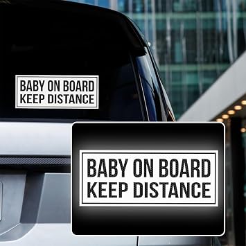 2pcs High Intensity Reflective Baby on Board Car Sticker Kids on Board Decal for Car Bumper Window Waterproof Keep Distance Safety Warning Sign Baby in Car Decal White