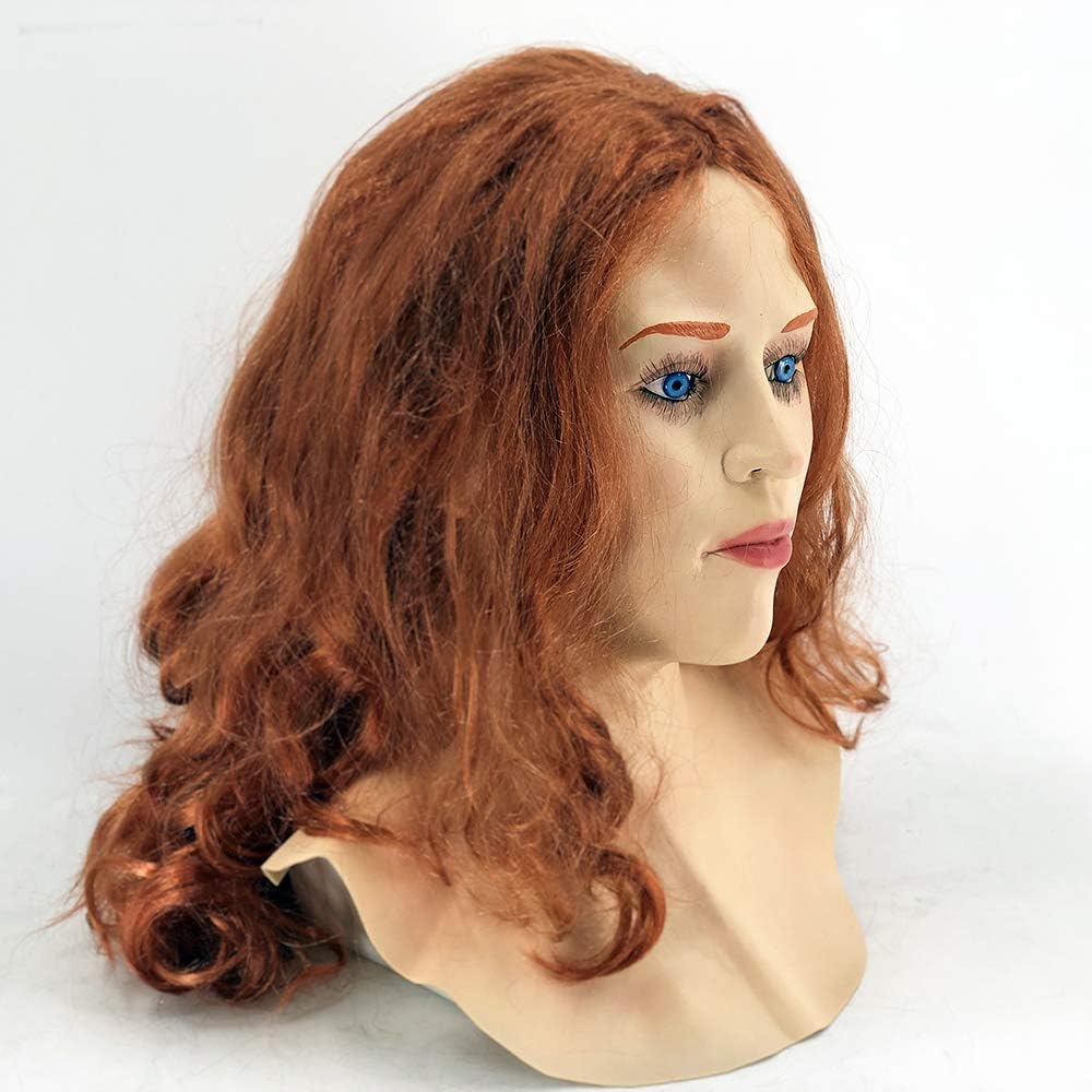 Halloween Latex Mask Realistic Scarlet Female Woman Face Crossdressing Girl Sissy