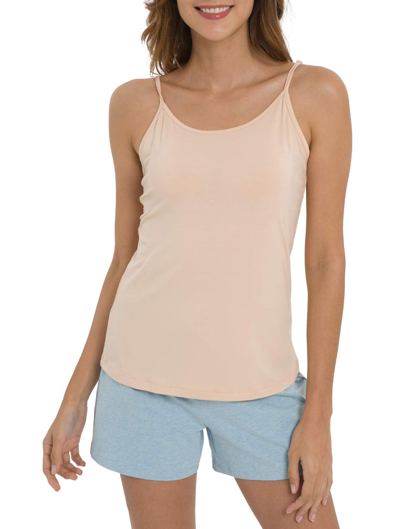 GYS Women's Bamboo Tank Top - Eco-Friendly Super Soft Camisole For Layering & Yoga (Adjustable Strap)
