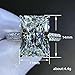 White Gold Plated Silver Engagement Wedding Ring with Large Carat Emerald Cut Cubic Zirconia CZ Oversized 6 Carat 3A Zircon Engagement Cushion Cut Halo Engagement Ring Size 7
