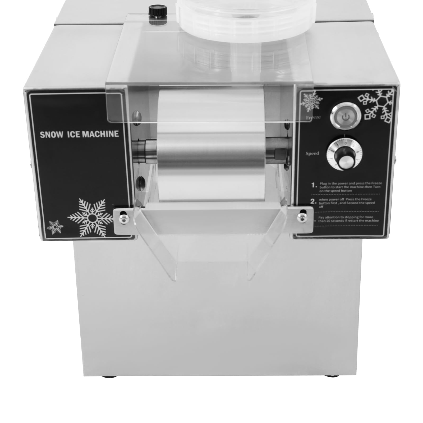 Máquina de hielo comercial de copo de nieve, 120 kg/día, máquina de hielo de copo de nieve 304, de acero inoxidable, compresor de refrigeración refrigerado por aire, 750 W/220 V (tipo botón)