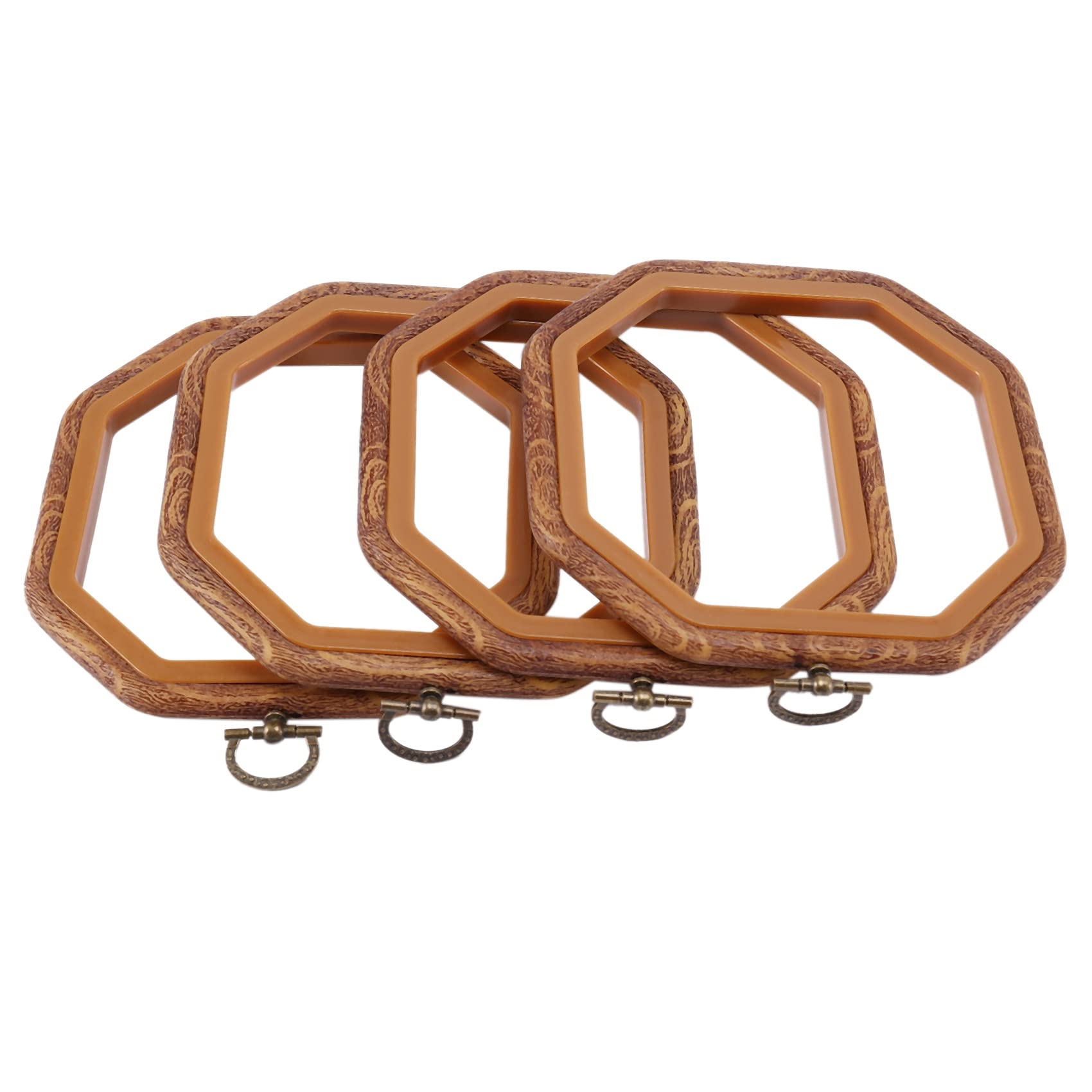 CTRLZS 4PCS Octagon Embroidery Hoops Imitated Wood Hoop Set Display Frame for Art Craft Handy Sewing and Hanging