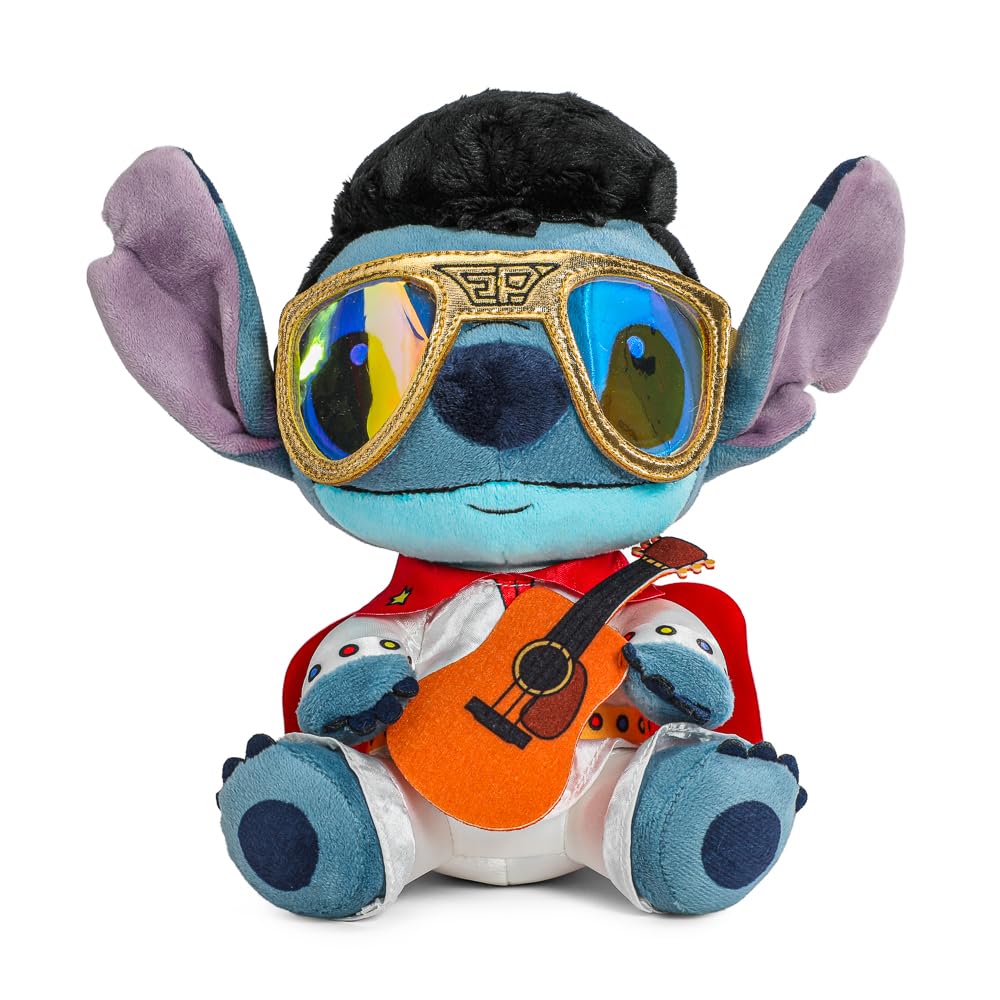Disney Lilo and Stitch - Collectible White Jumpsuit Elivs Stitch 8 Inch Stuffed Plush Phunny Figure, by Kidrobot