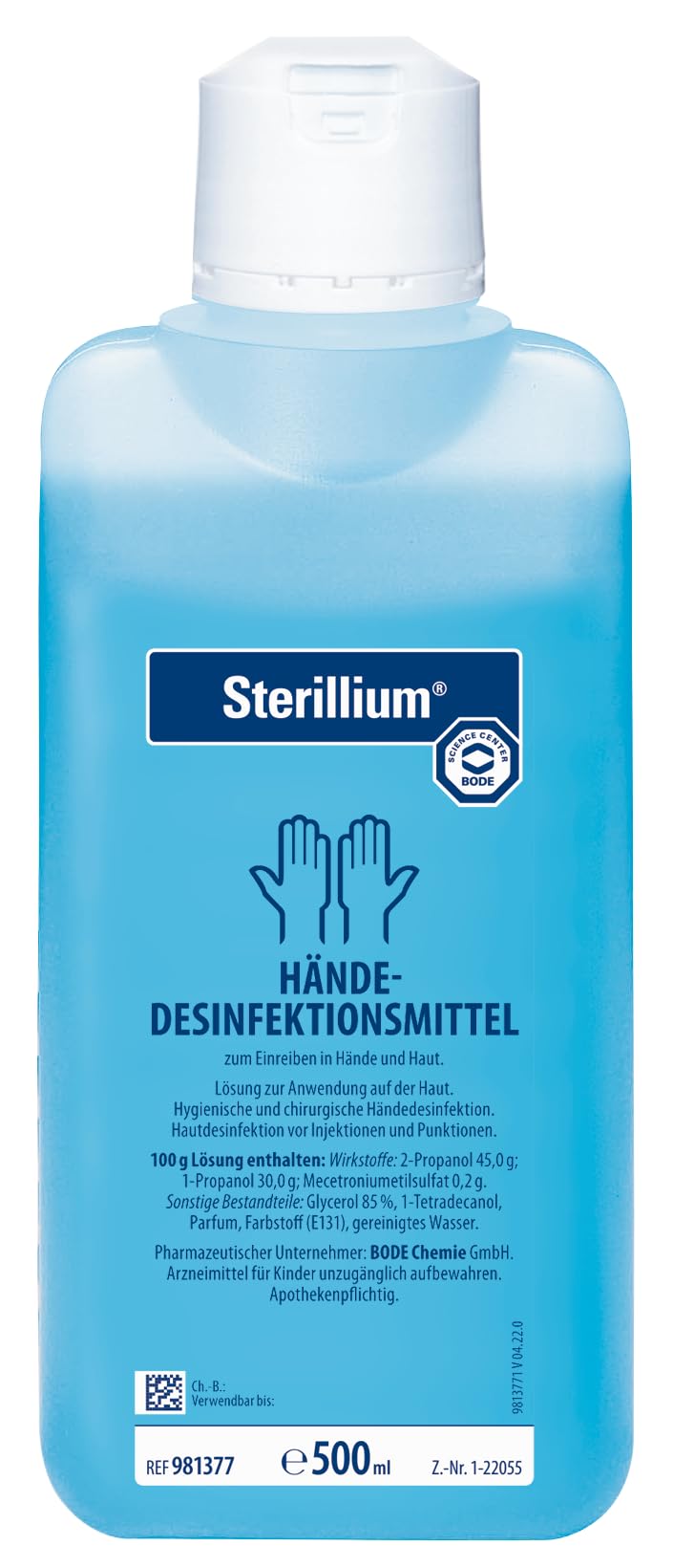 Sterillium: alkoholisches Hände-Desinfektionsmittel mit sehr guter Hautverträglichkeit, 500ml