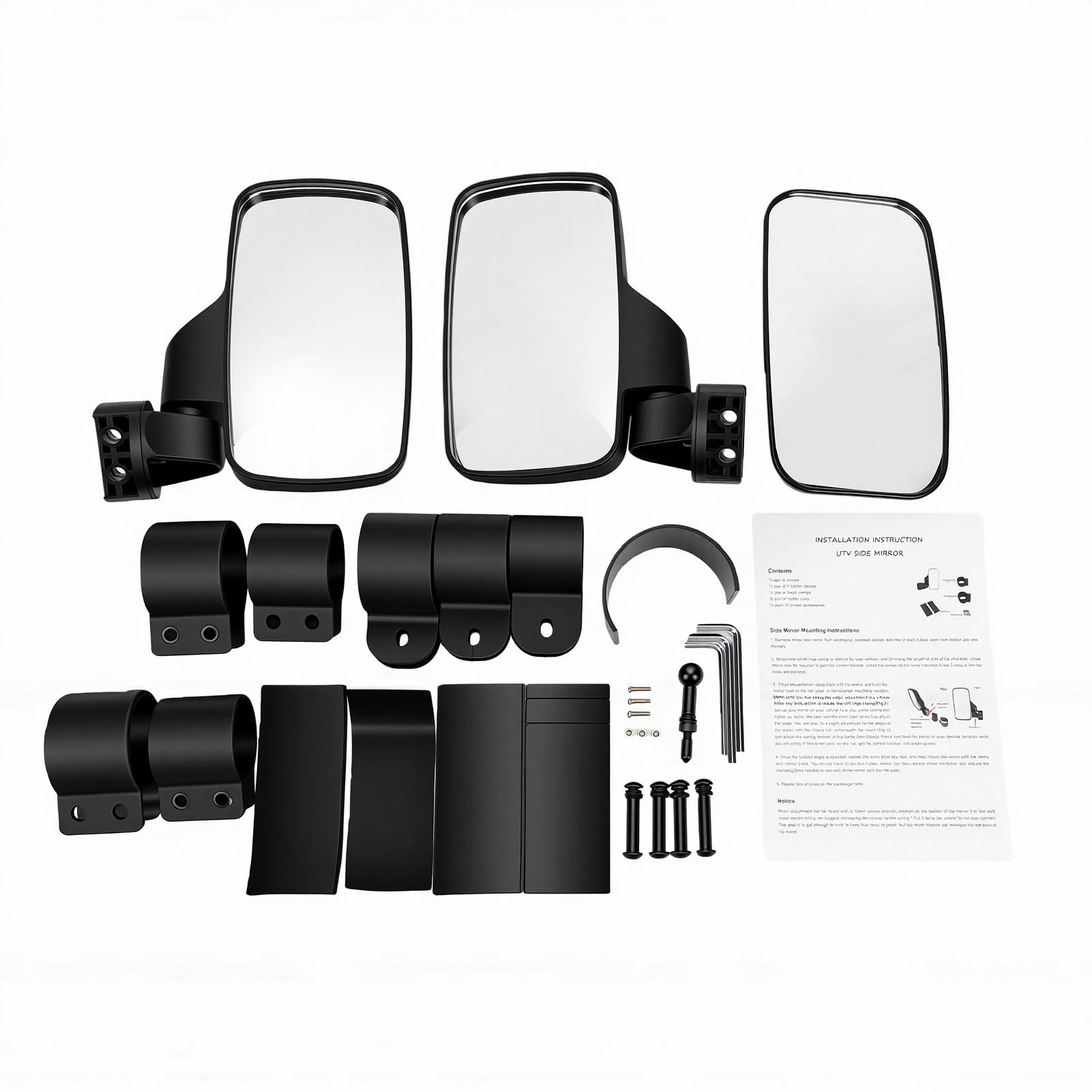 UTV-Spiegel-Set, CNC-Legierung, Verstellbares Seiten- und Rückspiegel-Set, 20,3 X 11,4 Cm, Konvexer Weitwinkel, für UTV ATV Trail Farm Utility Riding