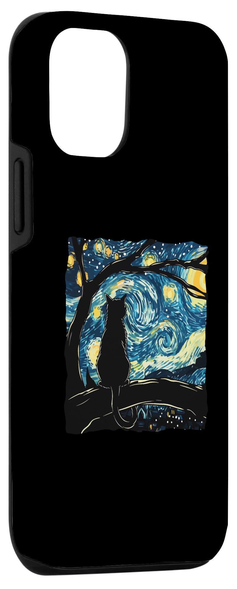 iPhone 15 Starry Night Cat Van Gogh Inspired Art Case - Image 3
