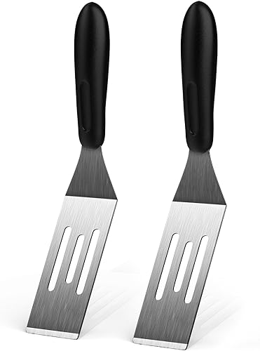 Miniatura 11 de Espátula pequeña de 2 piezas, espátulas de metal para uso en cocina, mini espátula de acero inoxidable para servir y cocinar, ideal para brownies, 1