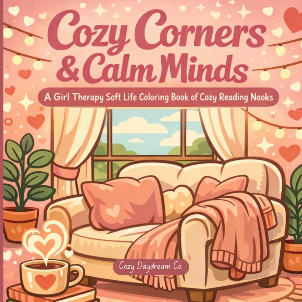Cozy Corners & Calm Minds: A Girl Therapy Soft Life Coloring Book of Cozy Reading Nooks