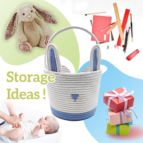 Miniatura 6 de ZWHTB Cestas de Pascua para niños, bolsas de regalos para niñasniños, suministros de búsqueda de huevos de Pascua, cesta de Pascua vacía para