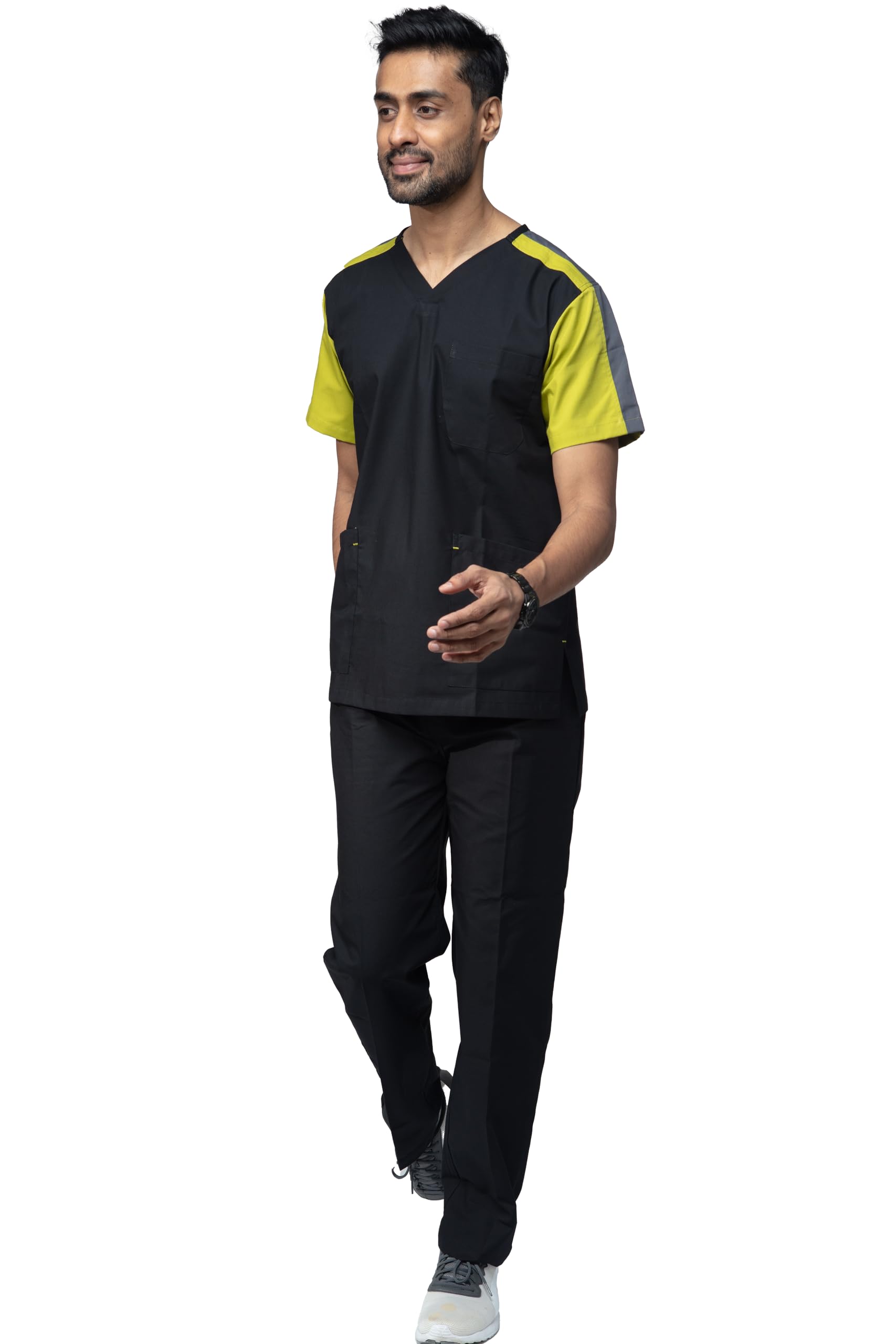 UNIFORM CRAFT Men’s Designer Scrub Suits DSDV04 || 6 pocket scrubs | Ideal for doctors, dentists, vets, nurses & healthcare professionals (Black & Lime Green, XXL) (B08Q4J7HWX) Amazon Price History, Amazon Price Tracker