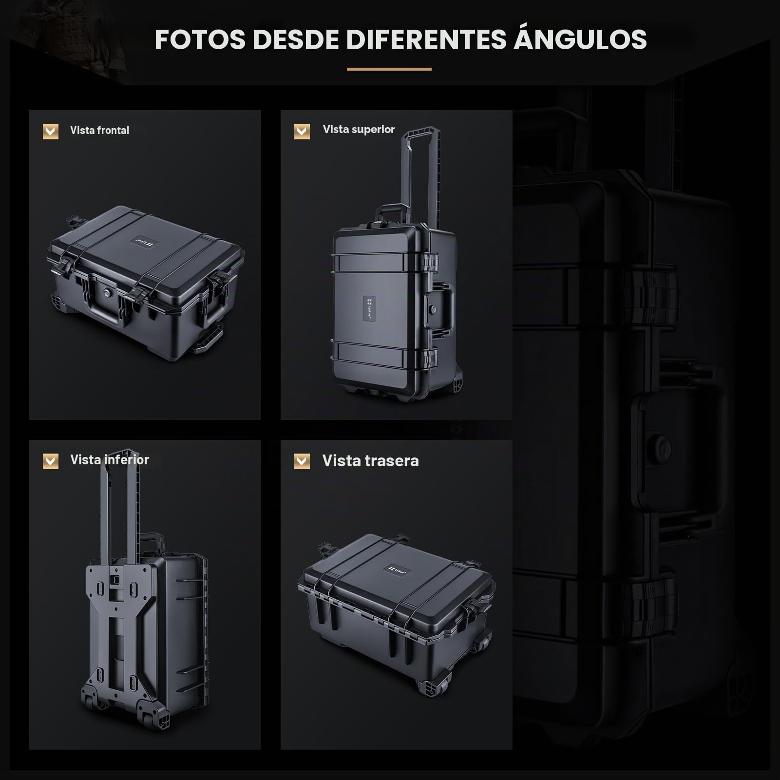 Lykus Maletín/Maleta/Estuche/Case Impermeable con Rueda y Espuma Personalizable, Adecuado para cámaras, Lentes, Equipos electrónicos y más