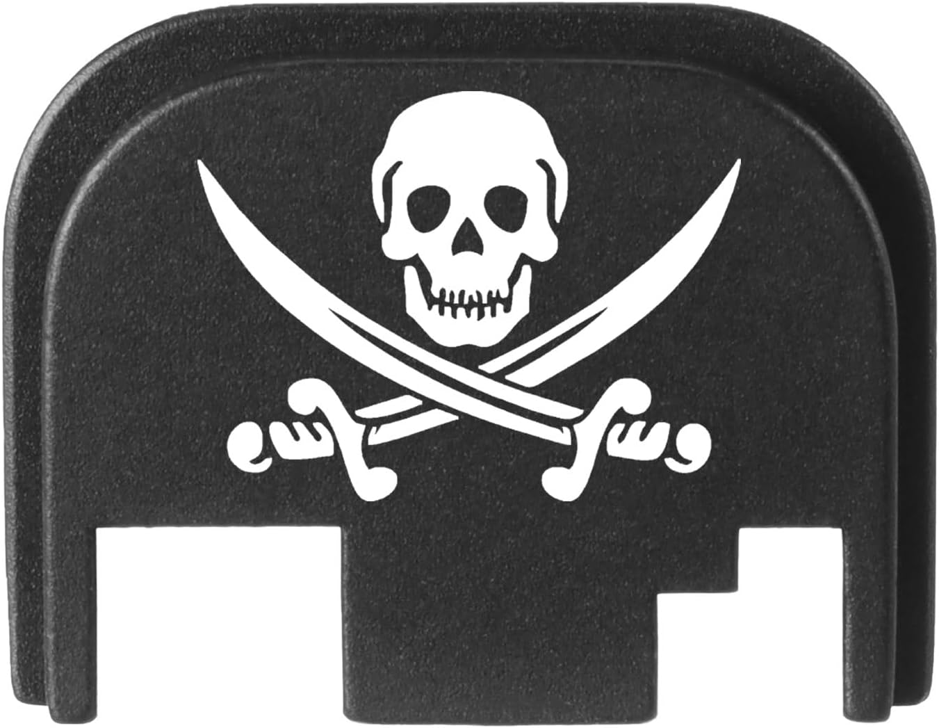 NDZ Performance Rear Slide Cover Back Plate for Glock Gen 1-4 Laser Engraved Hardcoat Anodized Aluminum in Black - Skull and Crossbones Jolly Roger
