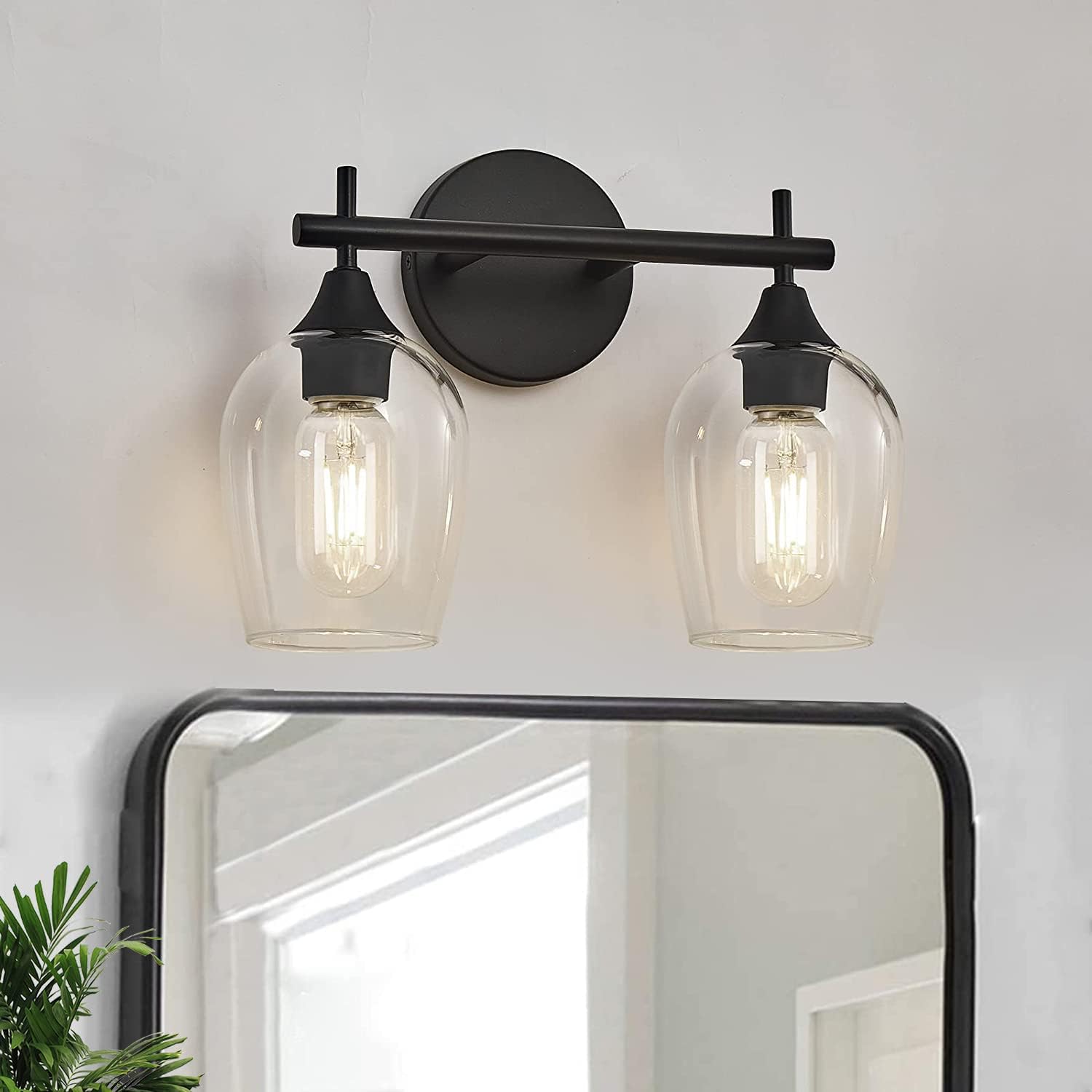 XGFOURSEVEN Black Vanity Lights for Bathroom,2-Light Farmhouse Bathroom ...