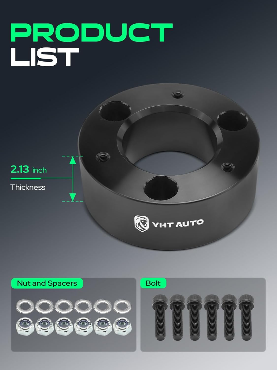 YHTAUTO 3.5 Inch Front Leveling Lift Fits 2004-2022 Nissan Titan | Not fit XD/PRO-4X Models | RWD/4WD | Aluminum Strut Spacers Raise the Front By 3.5 Inch | 2PCS Suspension Leveling Kit w/Hardware