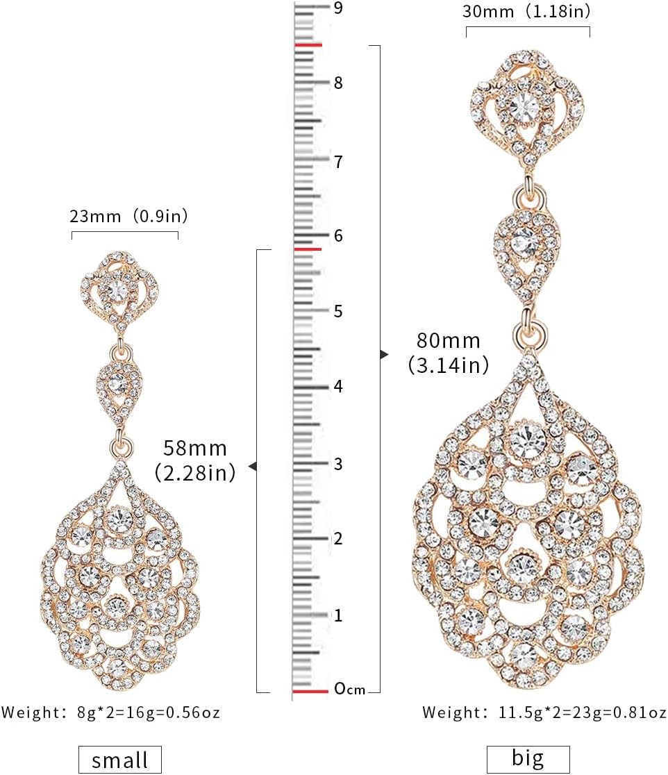 mecresh Wedding Teardrop Dangle Earrings Crystal Rhinestone Beaded Chandelier Earrings for Brides Gold - Image 4