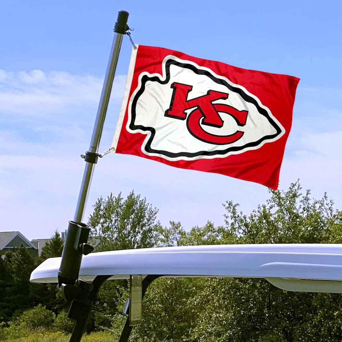 Kansas City Chiefs Golf Cart Flag Pole and Holder Mounting Bracket