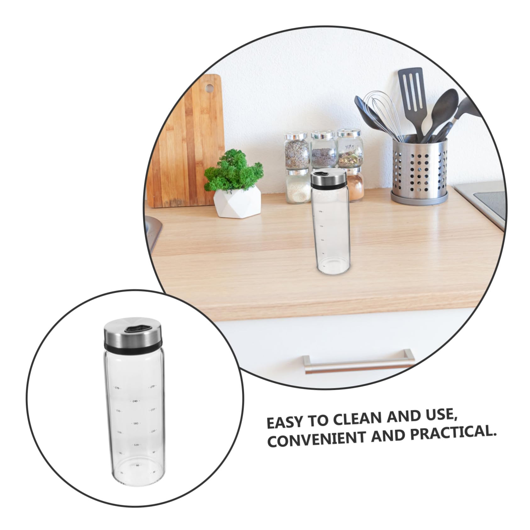 Mipcase Pot à Épices en Verre 300ml Couvercle Rotatif en Acier Inoxydable, Récipient à Poivre Facile à Utiliser et Gain de Place Cuisine et Maison