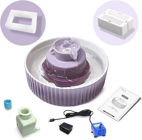 Miniatura 7 de Fuente de agua para gatos Fuente de agua para mascotas Cepheus - Fuente de agua automática para gatos y perros con bomba ultra silenciosa (morado)