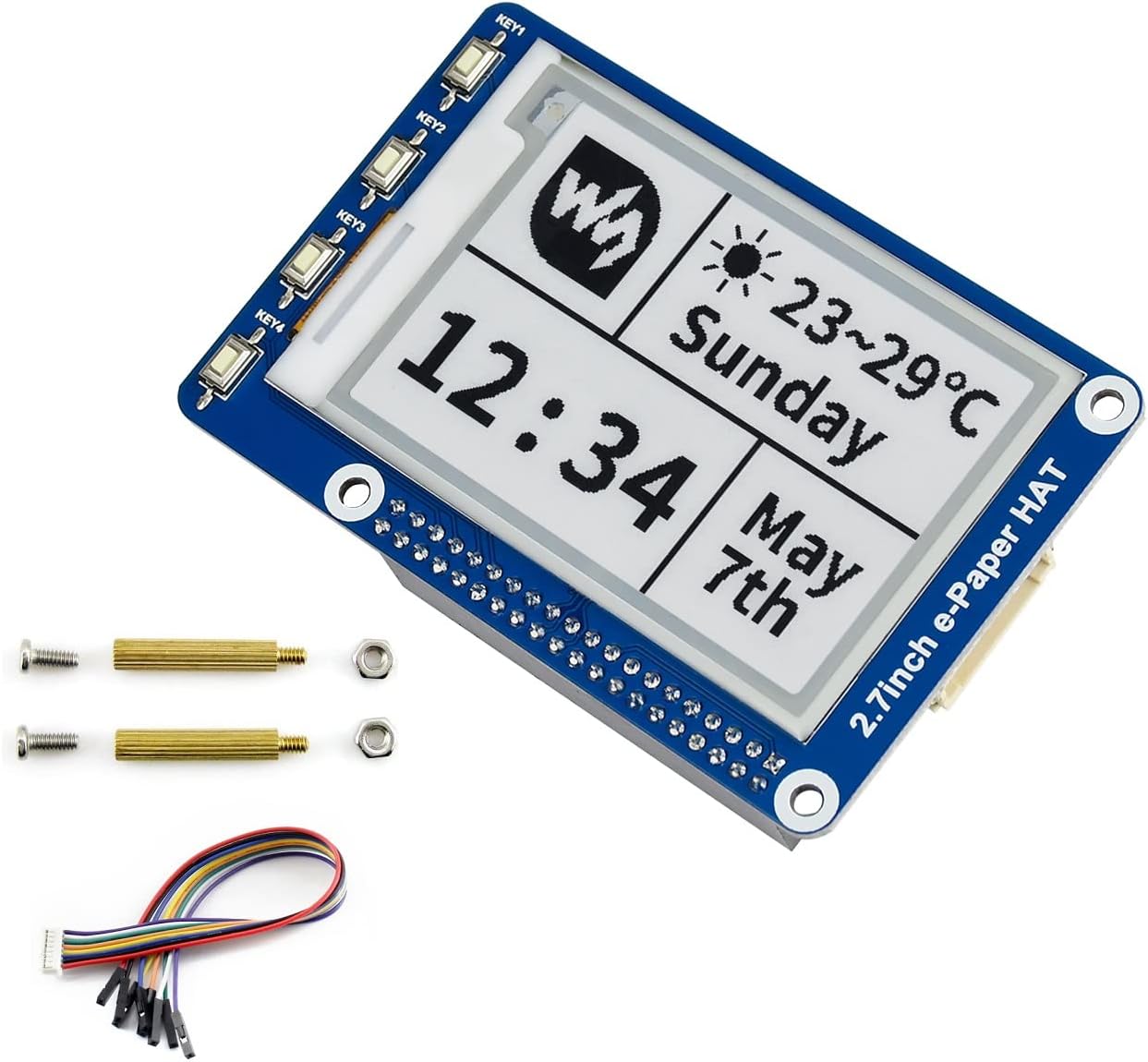 IBest 2.7inch E-paper Display Module 264x176 Resolution 3.3V/5V Two-Color E-Ink Display epaper Screen HAT for Raspberry Pi/Jetson Nano/Arduino/Nucleo Support Partial Refresh,SPI Interface