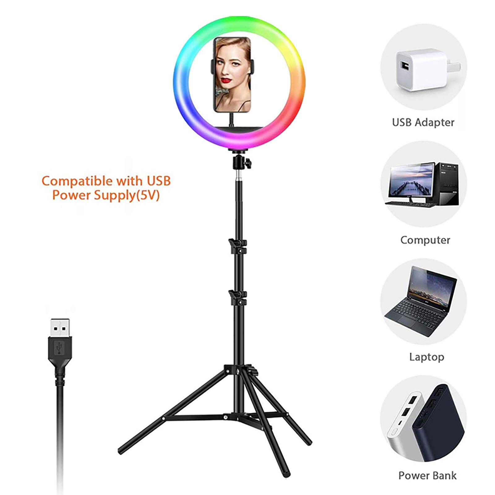 RGB Selfie Ring Light, 3 Modalita` di Illuminazione, 12" Luce ad Anello LED, Luce TIK tok per Telefono, remoto per Fotocamera per Trucco, Youtube
